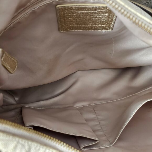 COACH Penelope Linen 2way Strap Turnlock Signature Cream Gold Shoulder Bag COA - Picture 4 of 16